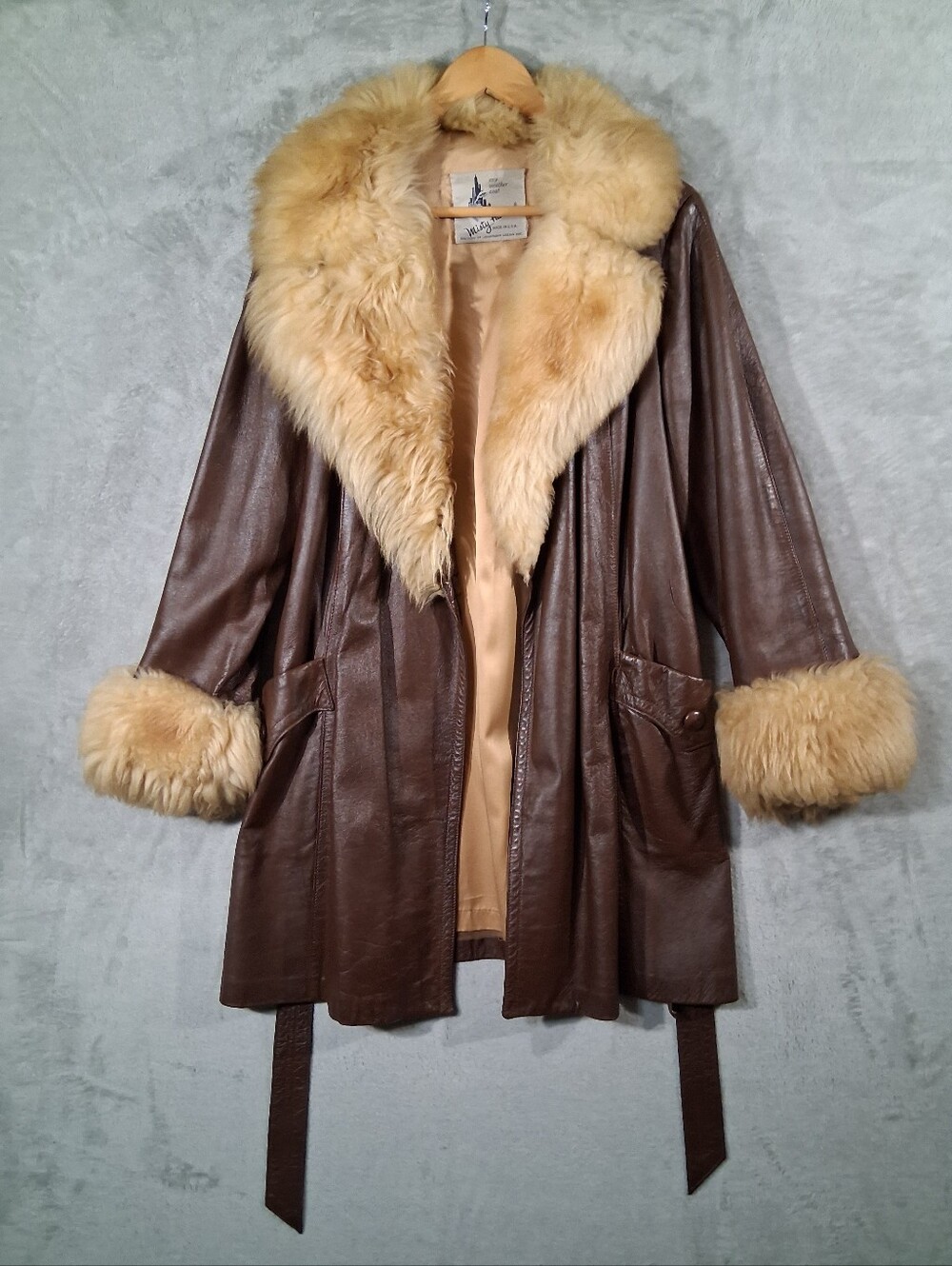 Vintage 70's Misty Harbor Penny Lane Style Leather Faux Fur Coat